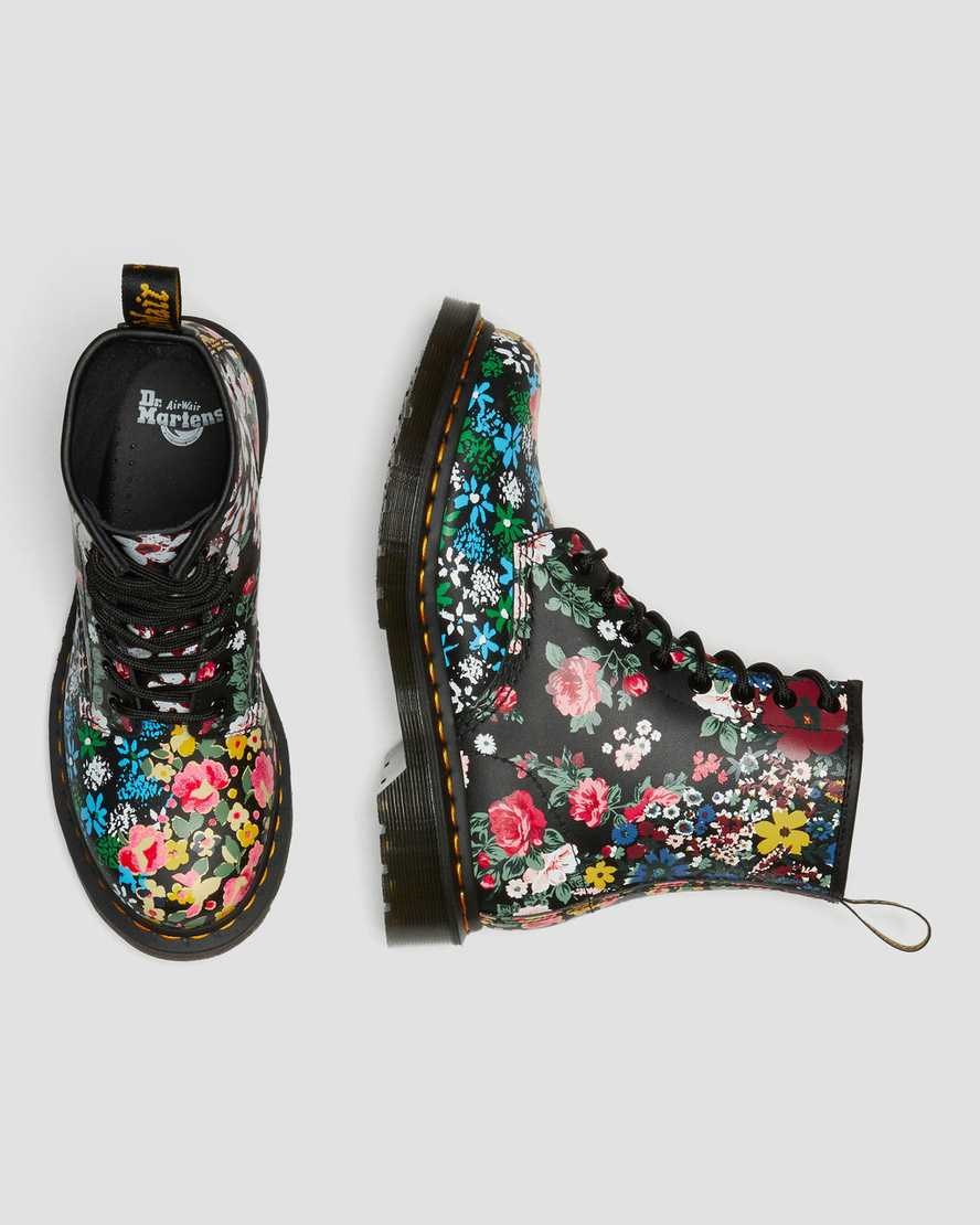 Dr Martens 1460 Pascal Floral Mash Up Leder Stiefeletten Damen Weiß | ATQ-478902