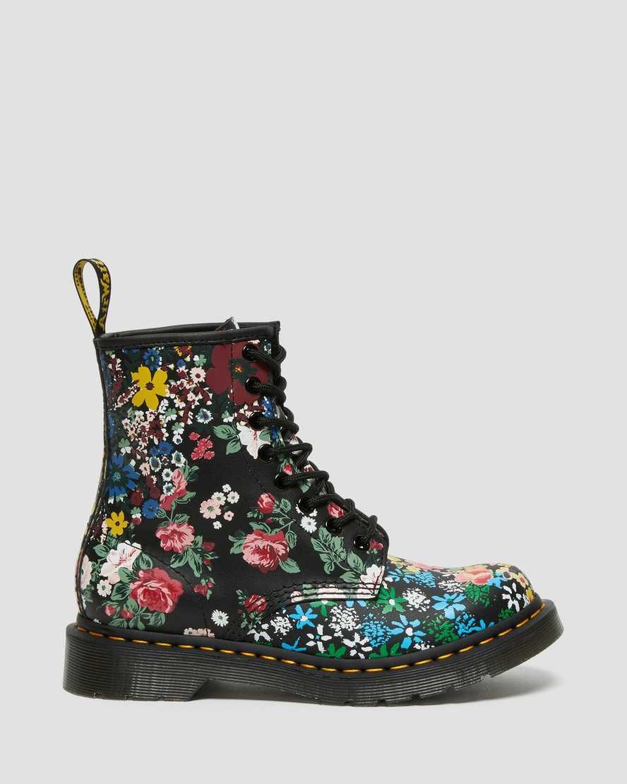 Dr Martens 1460 Pascal Floral Mash Up Leder Stiefeletten Damen Weiß | ATQ-478902