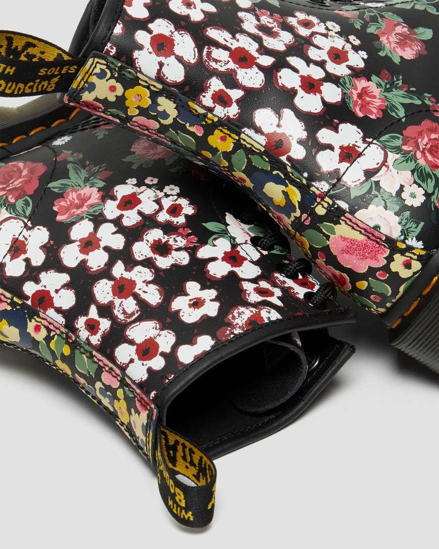 Dr Martens 1460 Pascal Floral Mash Up Leder Schnürstiefel Damen Weiß | JHL-530962