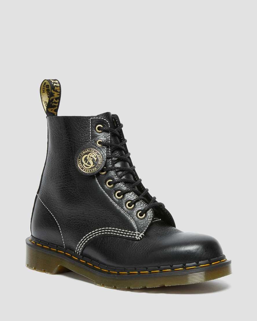 Dr Martens 1460 Pascal Made in England Klassische Leder Schnürstiefel Herren Schwarz | UKT-483026