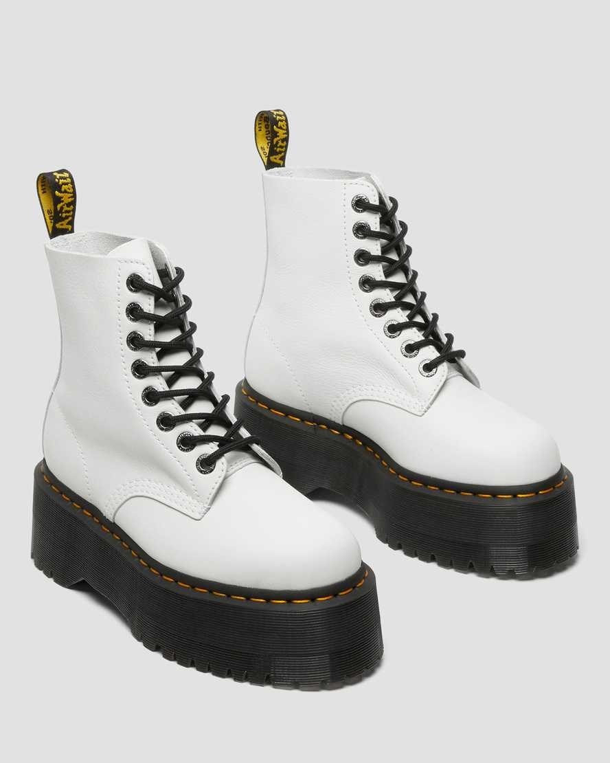 Dr Martens 1460 Pascal Max Leder Schnürstiefel Damen Weiß | BQR-765439