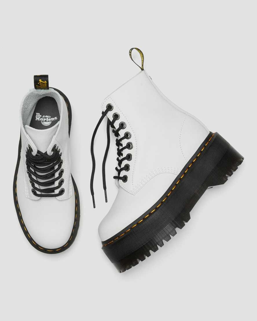 Dr Martens 1460 Pascal Max Leder Schnürstiefel Damen Weiß | BQR-765439