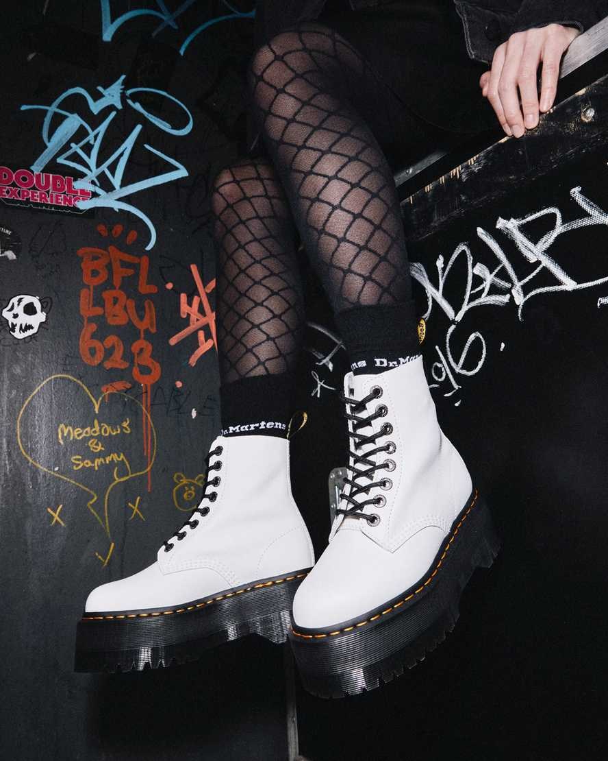 Dr Martens 1460 Pascal Max Leder Schnürstiefel Damen Weiß | BQR-765439