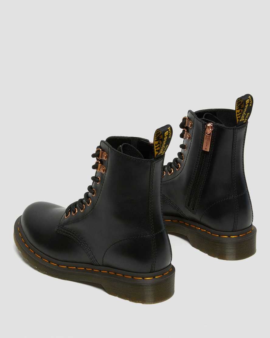 Dr Martens 1460 Pascal Rose Gold Hardware Leder Stiefeletten Damen Schwarz | FZQ-935402