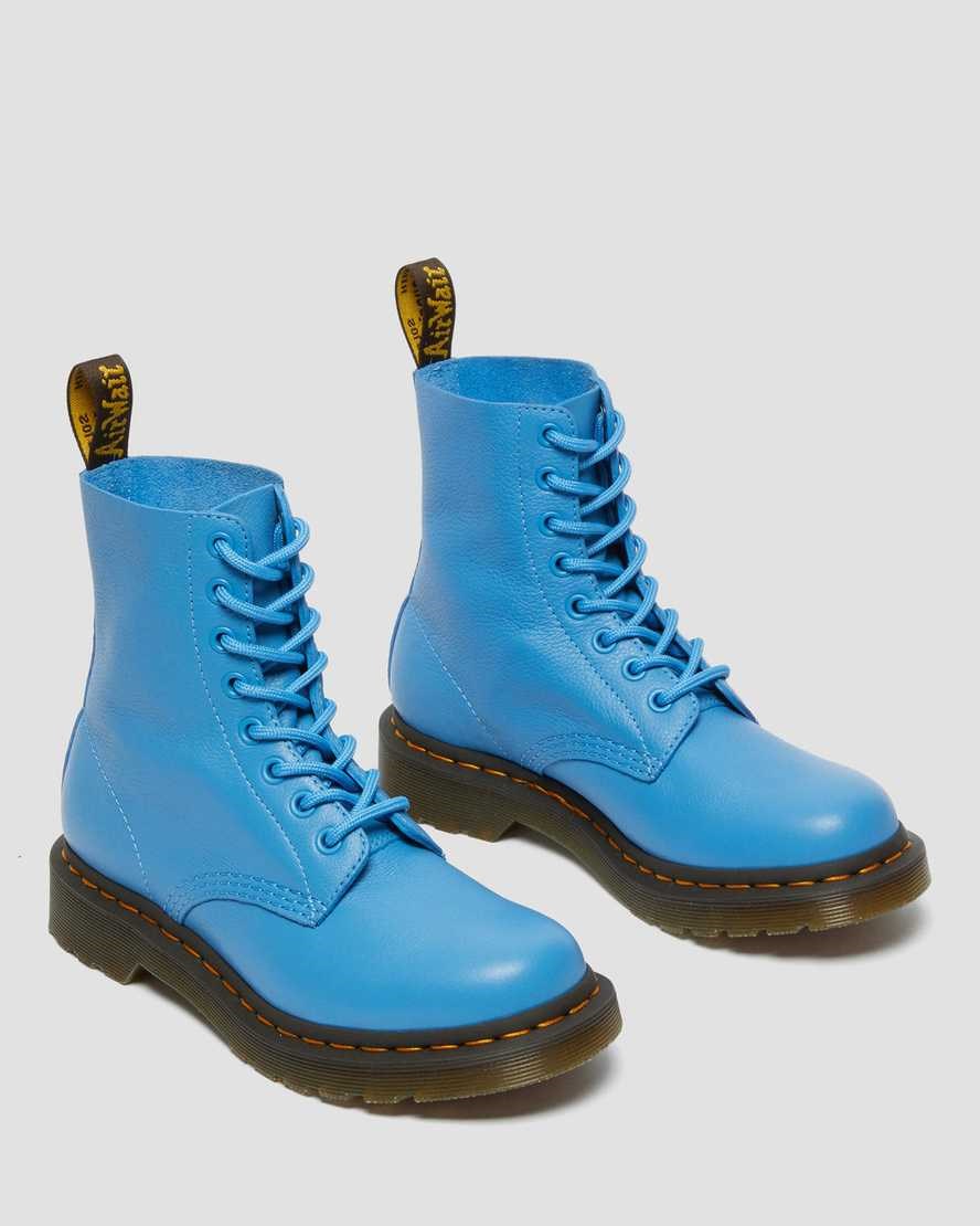 Dr Martens 1460 Pascal Virginia Leder Schnürstiefel Damen Blau | CWS-451029