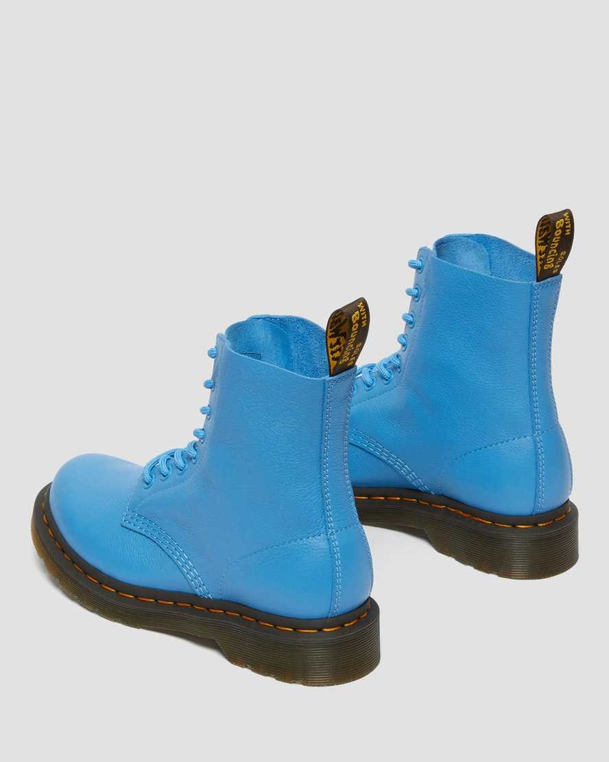 Dr Martens 1460 Pascal Virginia Leder Schnürstiefel Damen Blau | CWS-451029