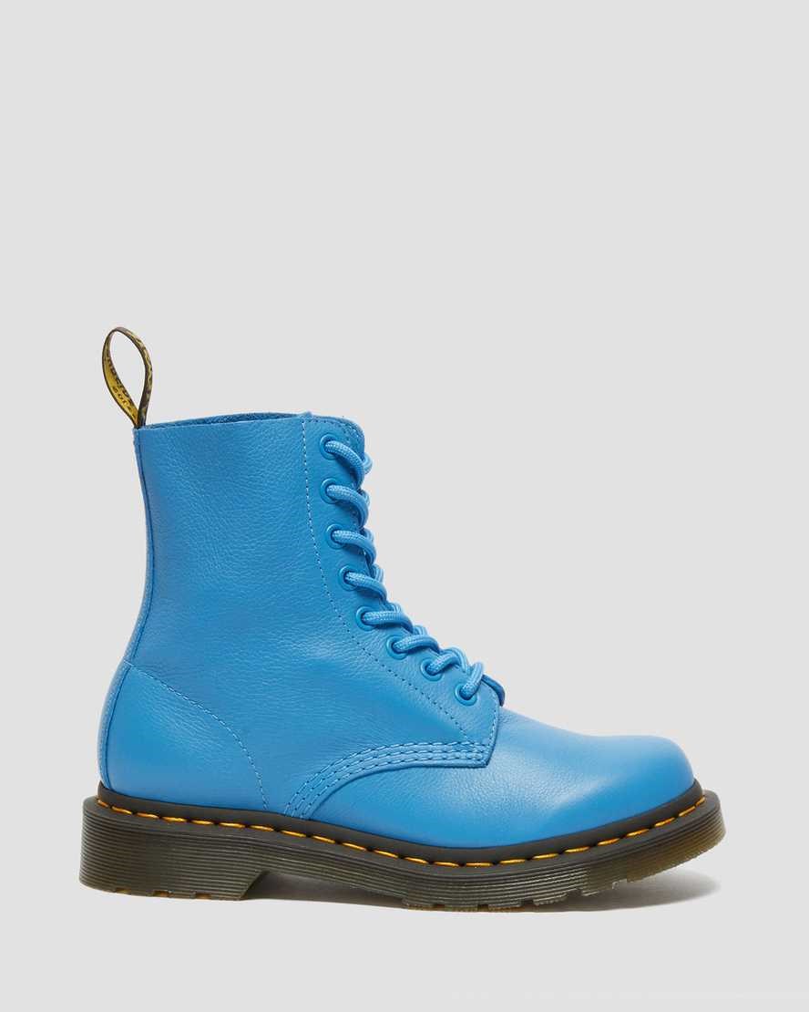 Dr Martens 1460 Pascal Virginia Leder Schnürstiefel Damen Blau | CWS-451029