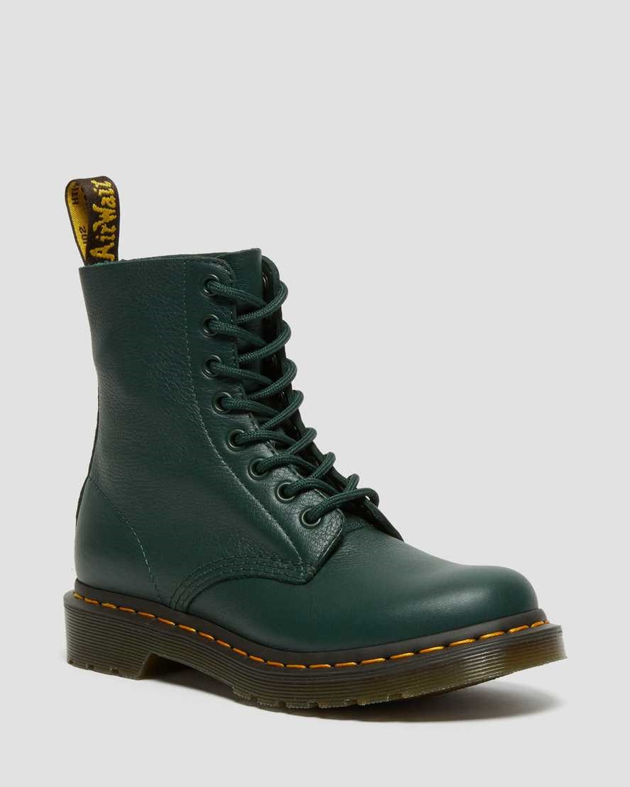 Dr Martens 1460 Pascal Virginia Leder Schnürstiefel Damen Grün | HTM-798064