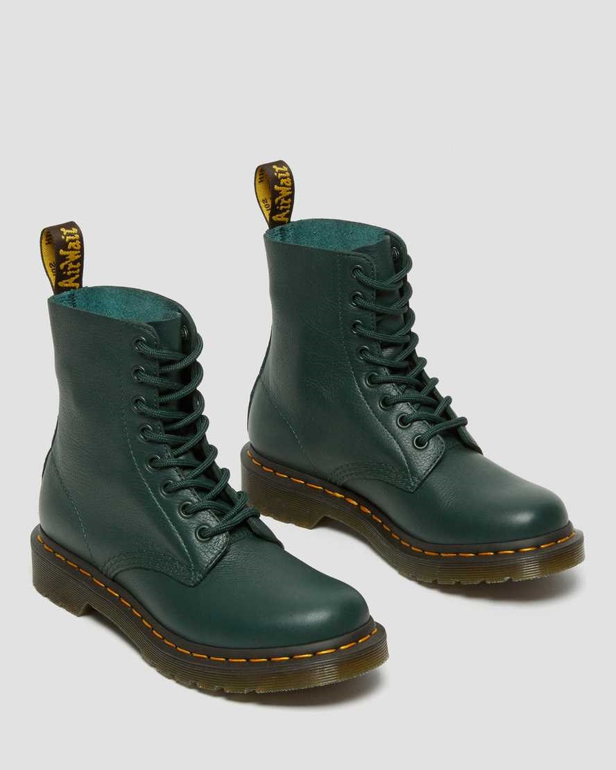 Dr Martens 1460 Pascal Virginia Leder Schnürstiefel Damen Grün | HTM-798064