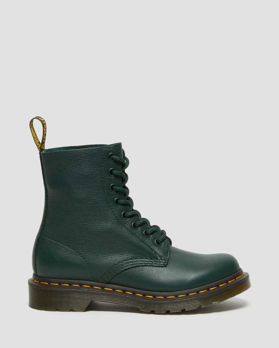 Dr Martens 1460 Pascal Virginia Leder Schnürstiefel Damen Grün | HTM-798064