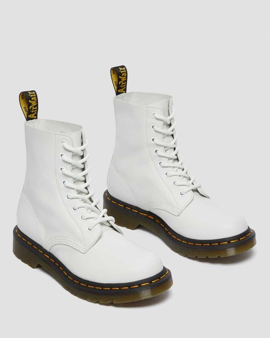 Dr Martens 1460 Pascal Virginia Leder Schnürstiefel Damen Weiß | LHD-873915