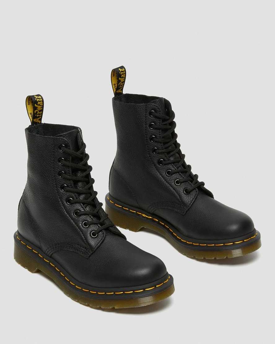 Dr Martens 1460 Pascal Virginia Leder Schnürstiefel Damen Schwarz | RGV-149657