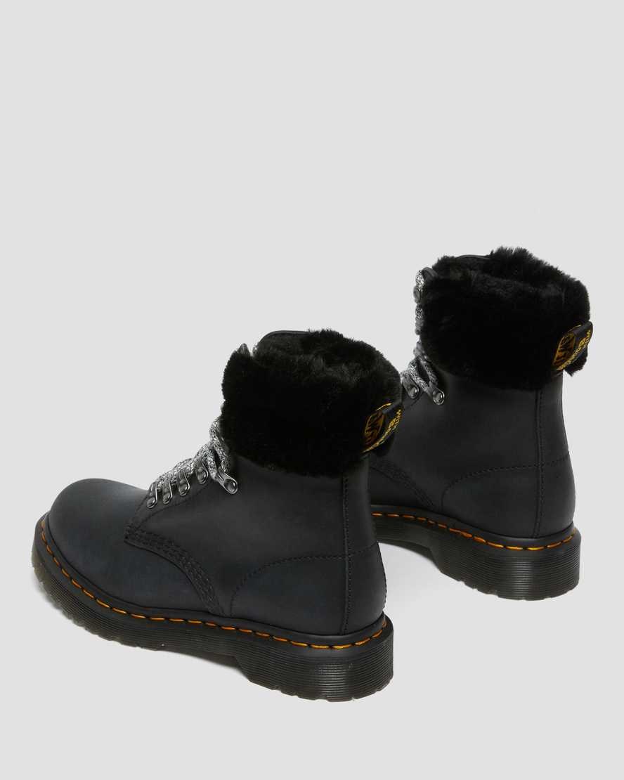 Dr Martens 1460 Serena Collar Faux Fur Gefütterte Stiefeletten Damen Schwarz | ZJH-748263