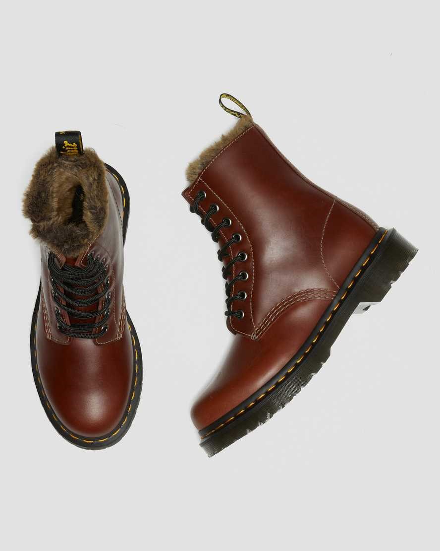 Dr Martens 1460 Serena Faux Fur Gefütterte Schnürstiefel Damen Braun | JXO-167845