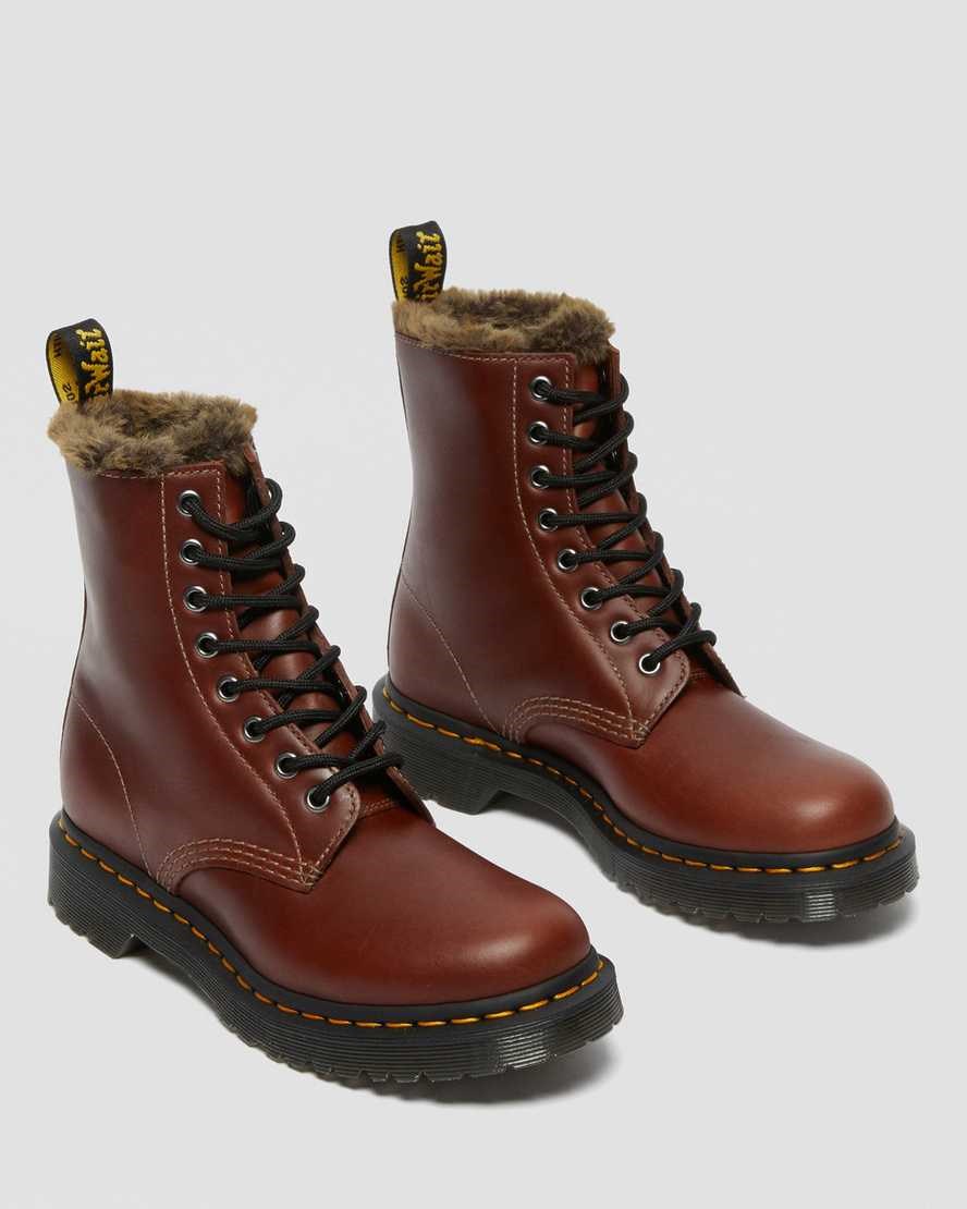 Dr Martens 1460 Serena Faux Fur Gefütterte Schnürstiefel Damen Braun | JXO-167845