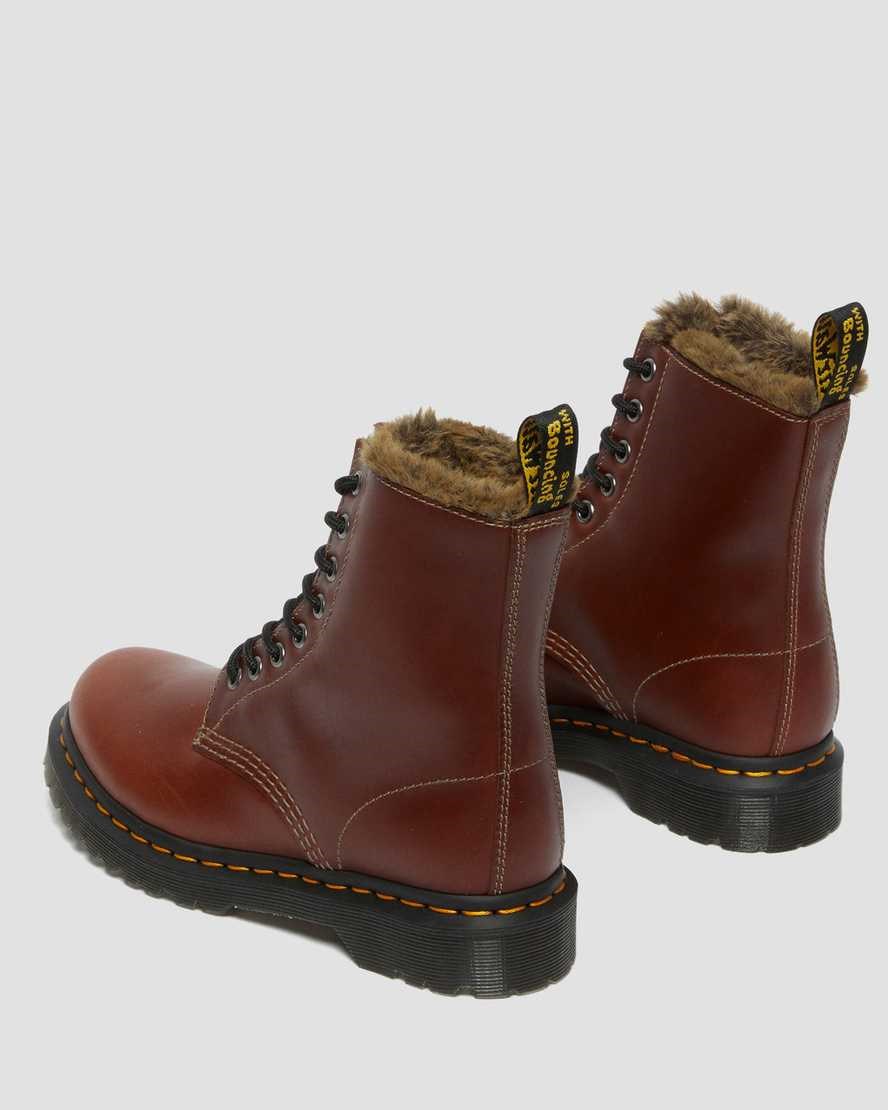 Dr Martens 1460 Serena Faux Fur Gefütterte Schnürstiefel Damen Braun | JXO-167845