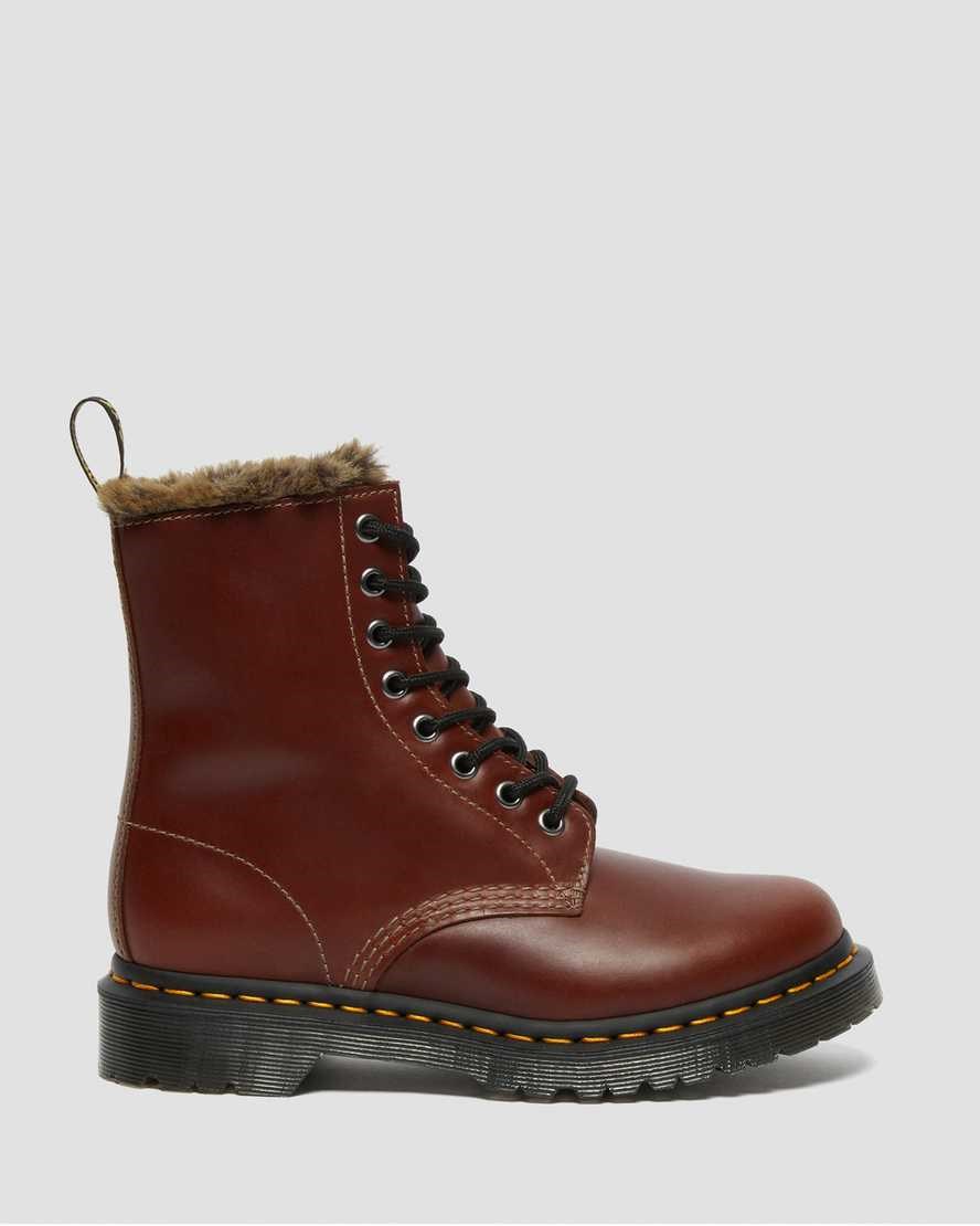 Dr Martens 1460 Serena Faux Fur Gefütterte Schnürstiefel Damen Braun | JXO-167845