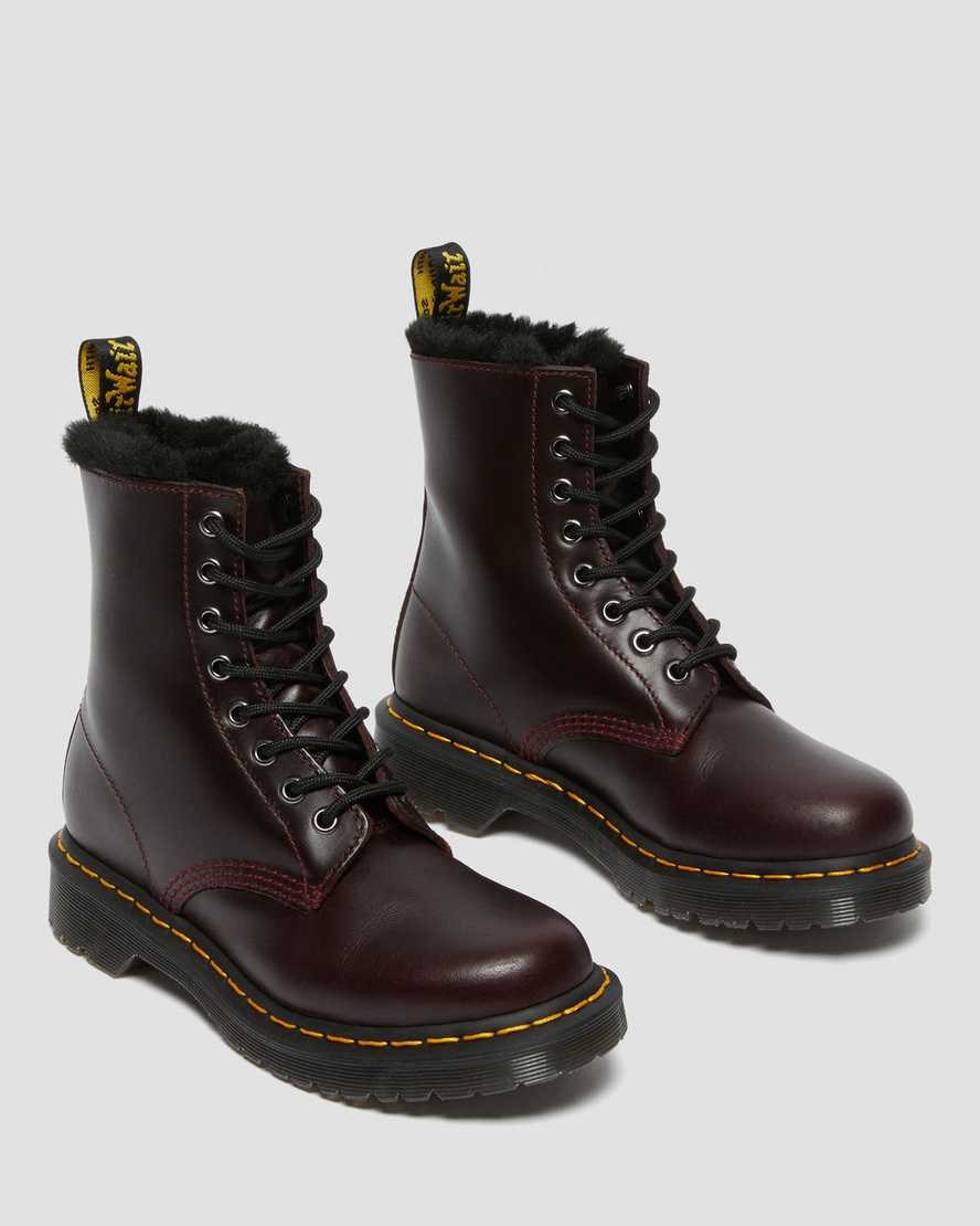 Dr Martens 1460 Serena Faux Fur Gefütterte Stiefeletten Damen Oxblood | MHS-592638