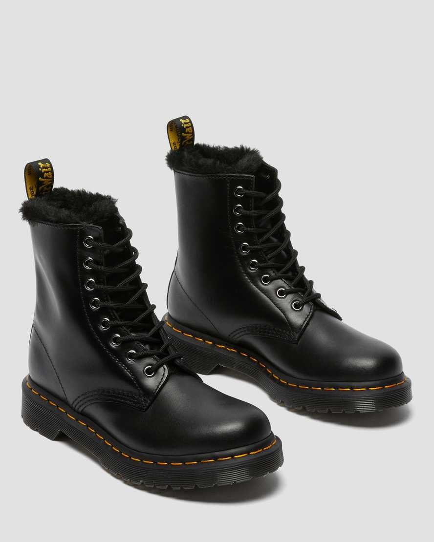 Dr Martens 1460 Serena Faux Fur Gefütterte Schnürstiefel Damen Dunkelgrau | XRB-052394