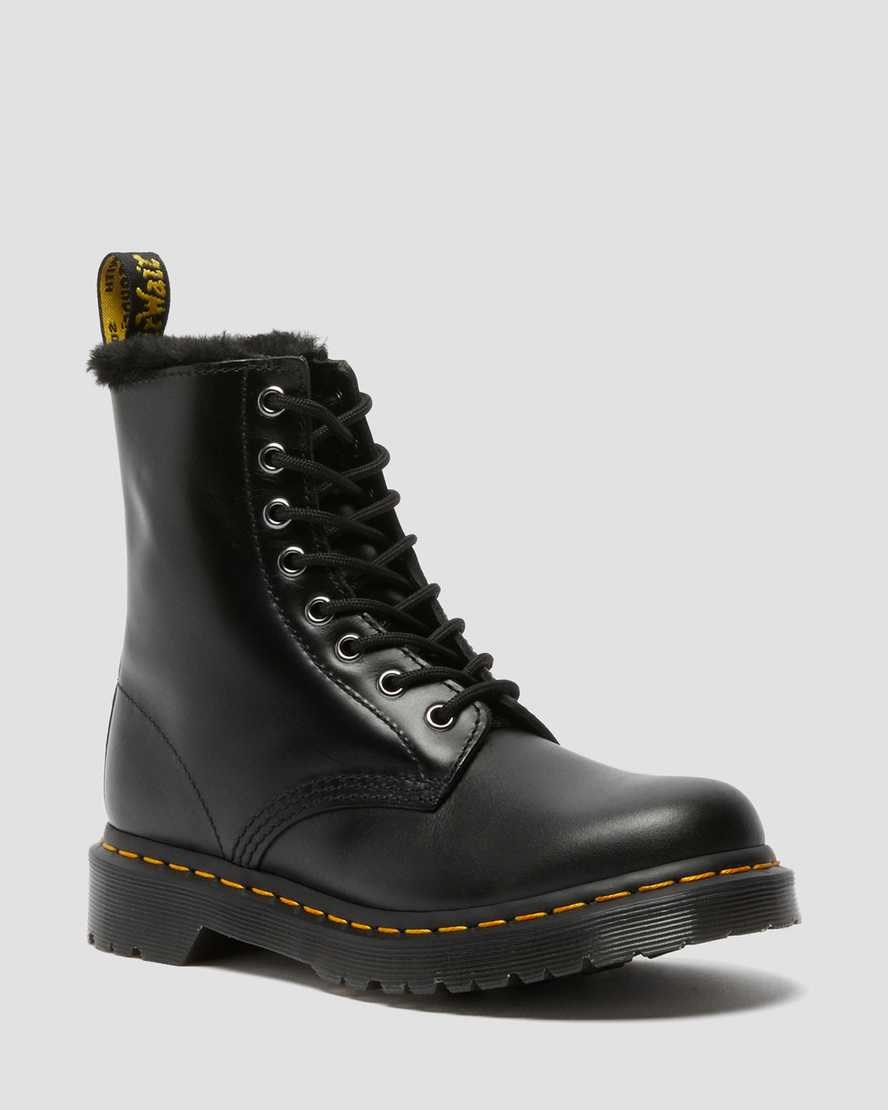 Dr Martens 1460 Serena Faux Fur Gefütterte Schnürstiefel Damen Dunkelgrau | XRB-052394