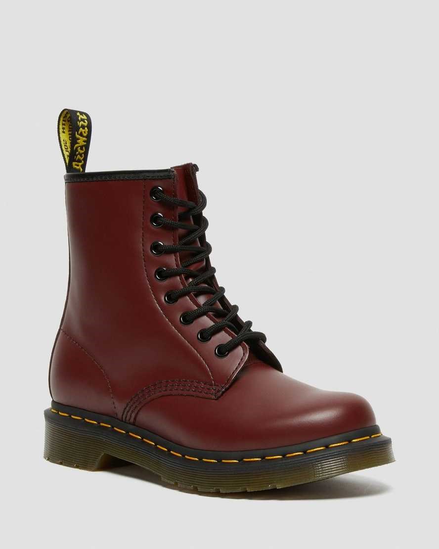 Dr Martens 1460 Smooth Leder Schnürstiefel Damen Rot | NBK-374012