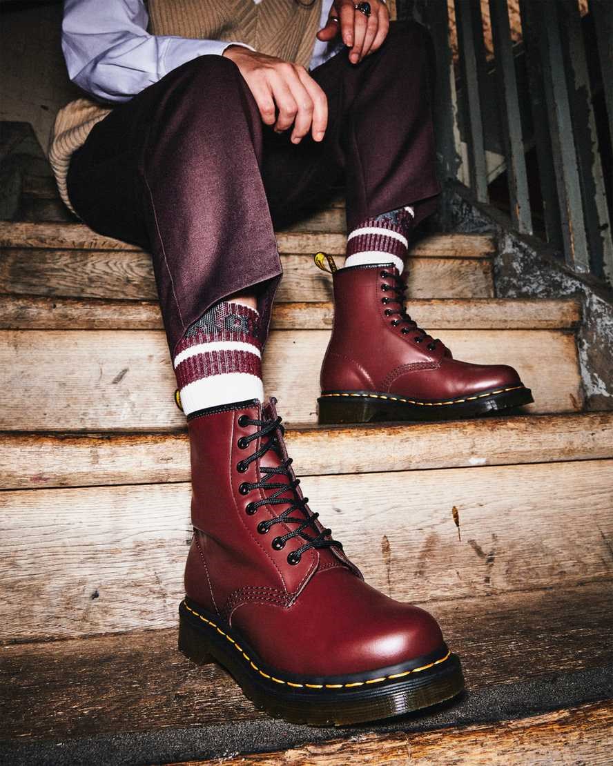 Dr Martens 1460 Smooth Leder Schnürstiefel Damen Rot | NBK-374012