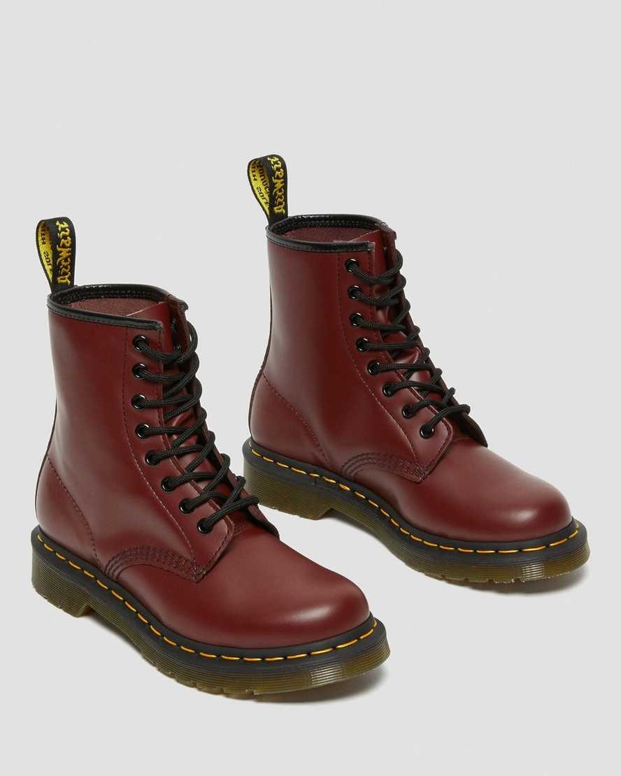 Dr Martens 1460 Smooth Leder Schnürstiefel Damen Rot | NBK-374012