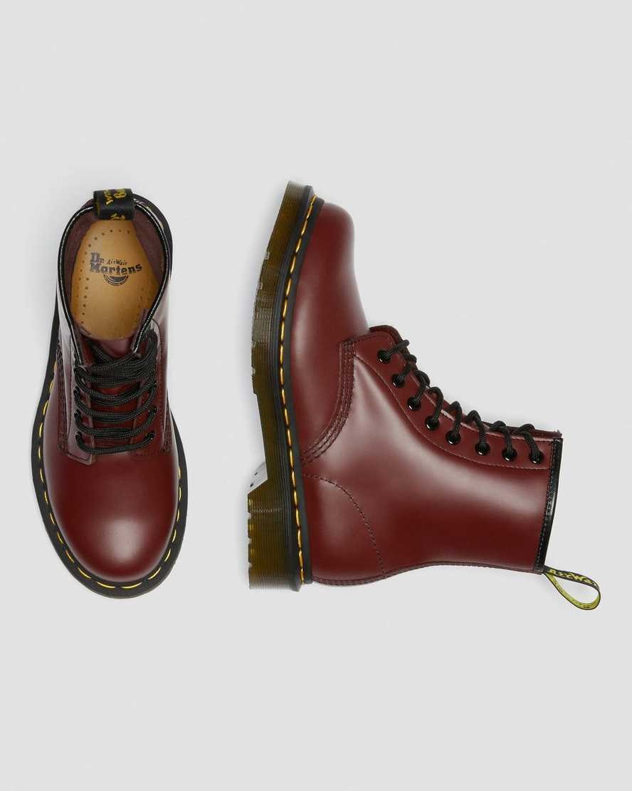 Dr Martens 1460 Smooth Leder Schnürstiefel Damen Rot | NBK-374012