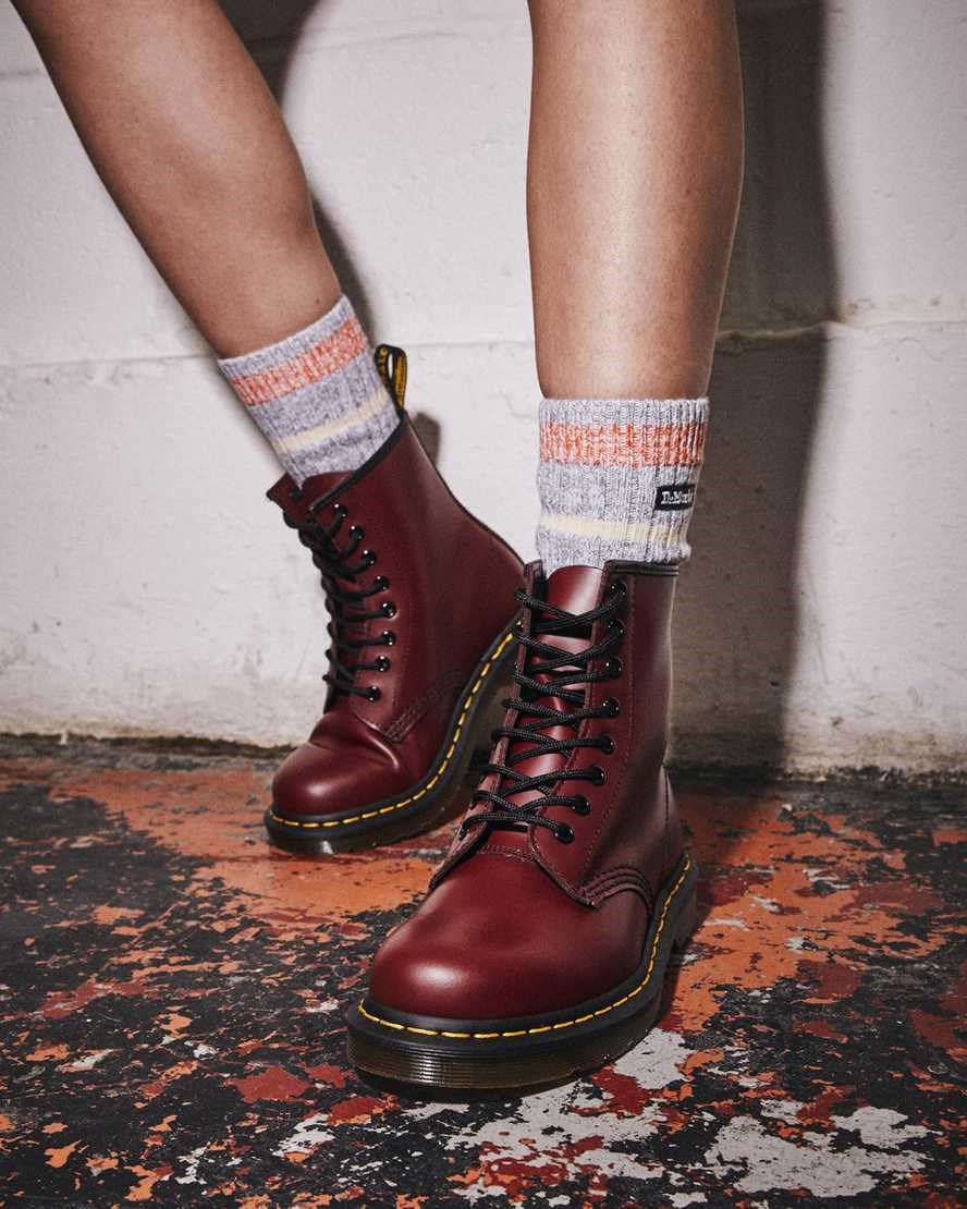 Dr Martens 1460 Smooth Leder Schnürstiefel Damen Rot | PFE-608273