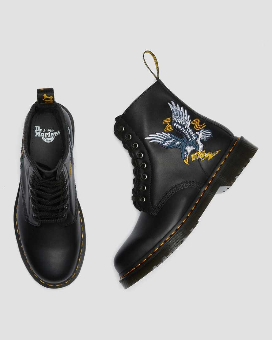 Dr Martens 1460 Souvenir Embroidered Leder Schnürstiefel Damen Schwarz | BSR-210379