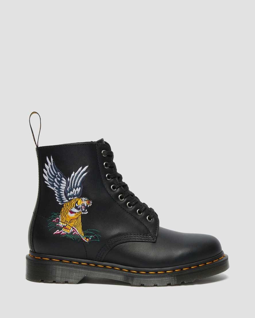 Dr Martens 1460 Souvenir Embroidered Leder Schnürstiefel Damen Schwarz | BSR-210379