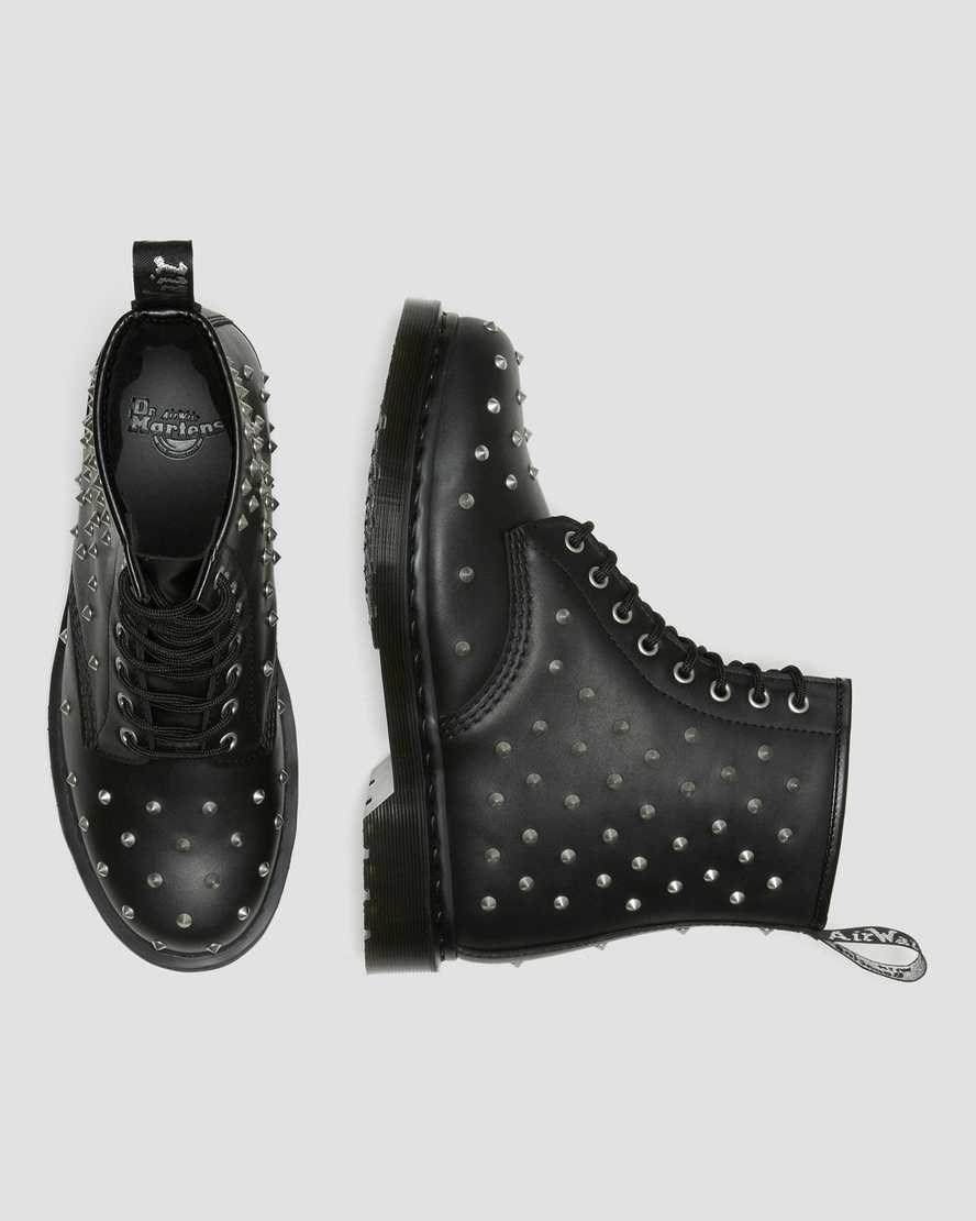 Dr Martens 1460 Stud Wanama Leder Schnürstiefel Herren Schwarz | TQS-180296