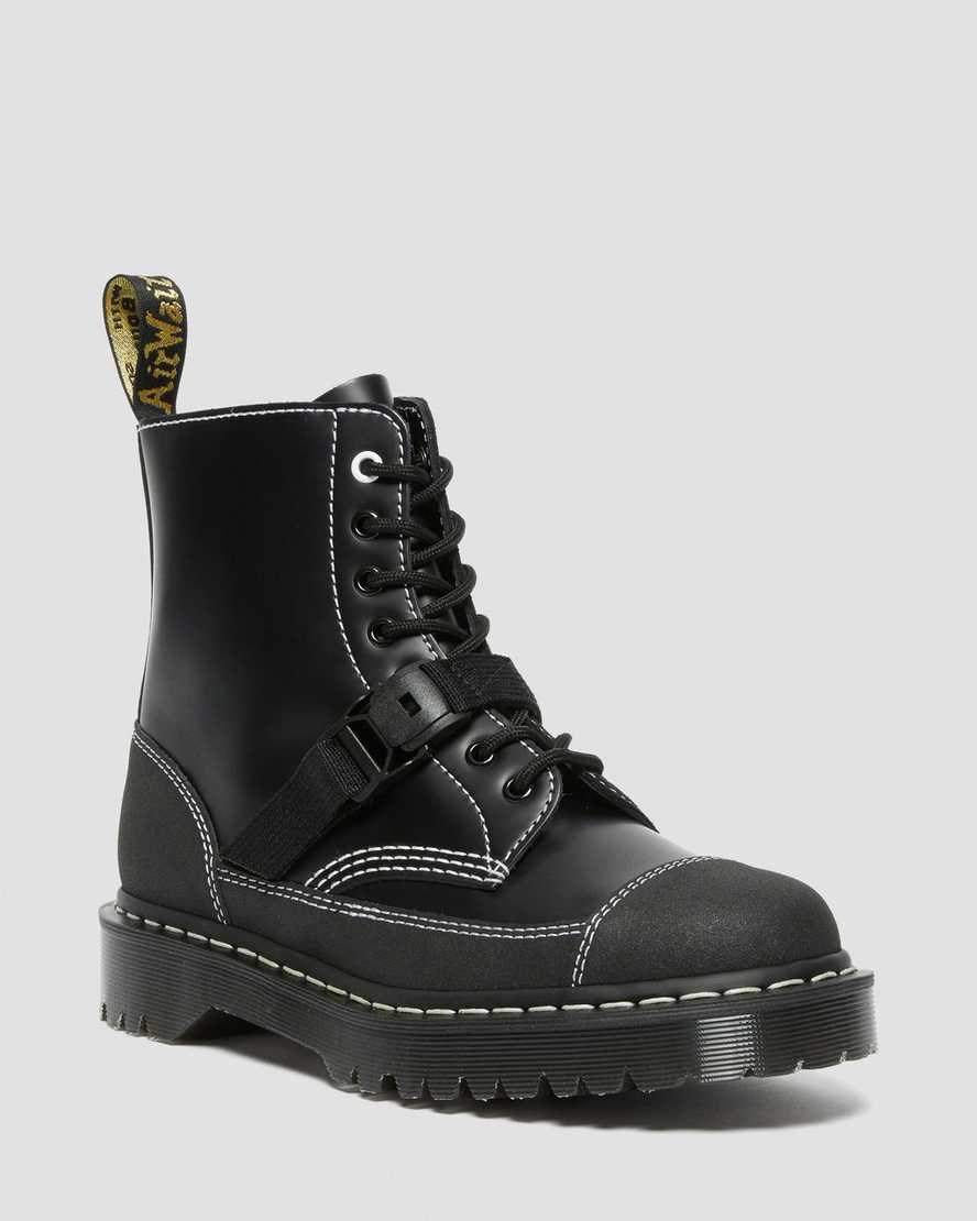 Dr Martens 1460 Tech Made in England Leder Schnürstiefel Damen Schwarz | KLT-342510