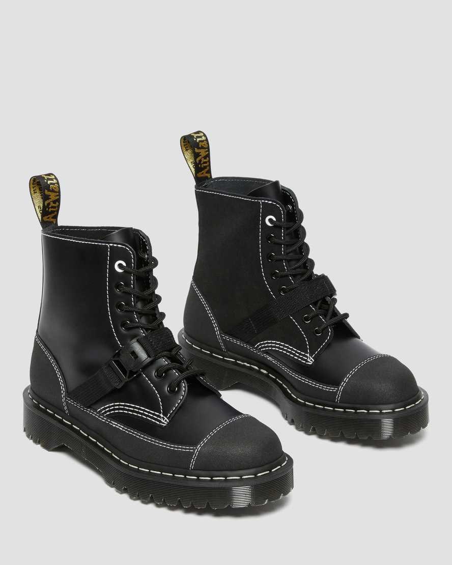 Dr Martens 1460 Tech Made in England Leder Schnürstiefel Damen Schwarz | KLT-342510