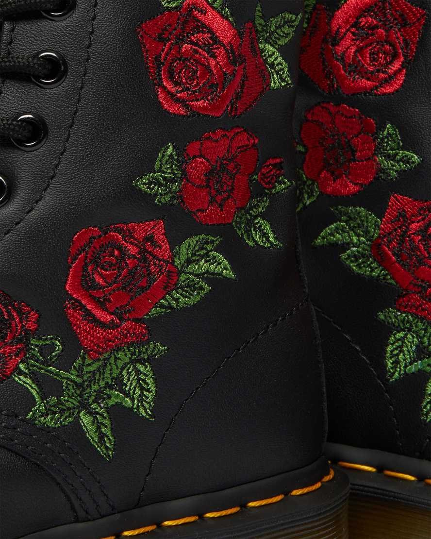 Dr Martens 1460 Vonda Floral Leder Schnürstiefel Damen Schwarz | YPV-036215