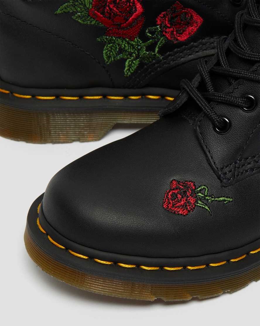 Dr Martens 1460 Vonda Floral Leder Schnürstiefel Damen Schwarz | YPV-036215