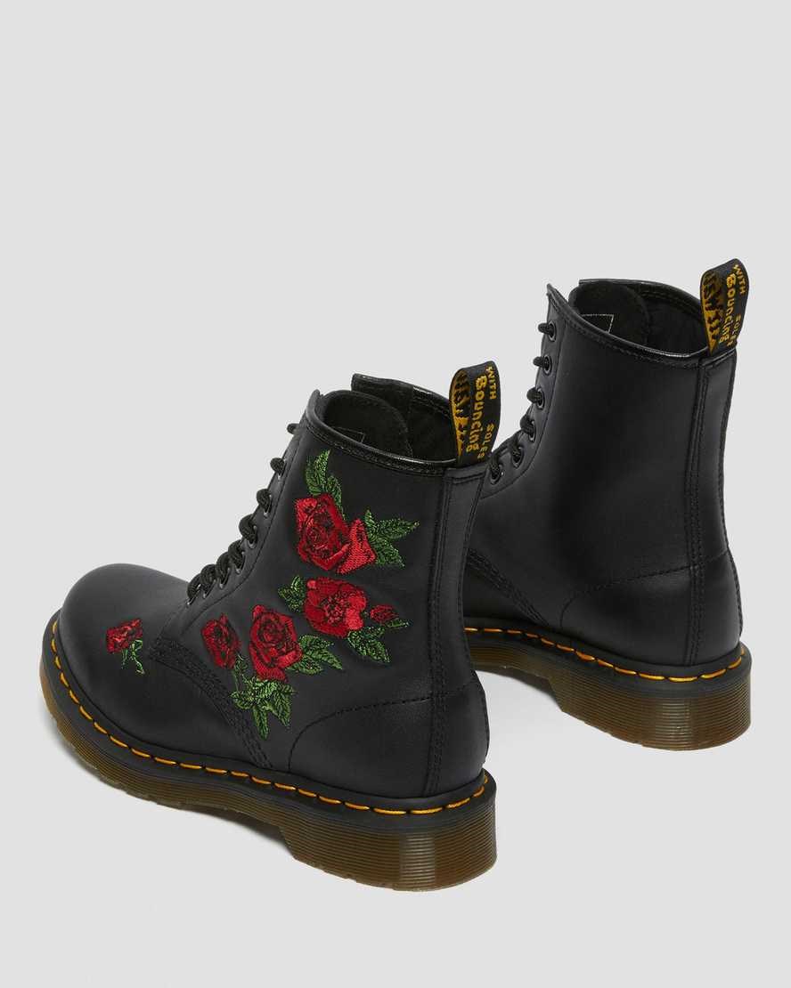 Dr Martens 1460 Vonda Floral Leder Schnürstiefel Damen Schwarz | YPV-036215