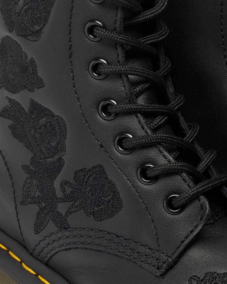 Dr Martens 1460 Vonda Mono Floral Stiefeletten Damen Schwarz | DOB-517248