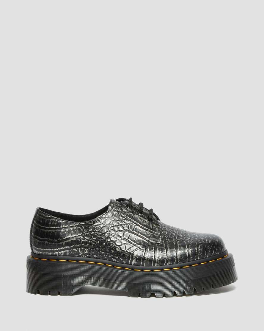 Dr Martens 1461 Croc Emboss Leder Oxfords Schuhe Herren Gunmetal | NKG-462185