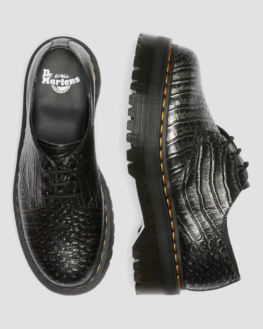 Dr Martens 1461 Croc Emboss Leder Oxfords Schuhe Herren Gunmetal | NKG-462185