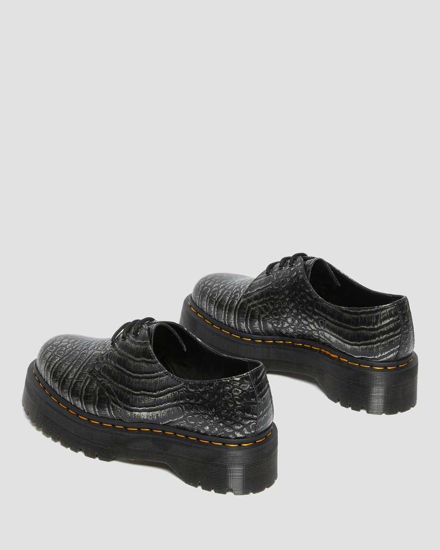 Dr Martens 1461 Croc Emboss Leder Oxfords Schuhe Herren Gunmetal | NKG-462185