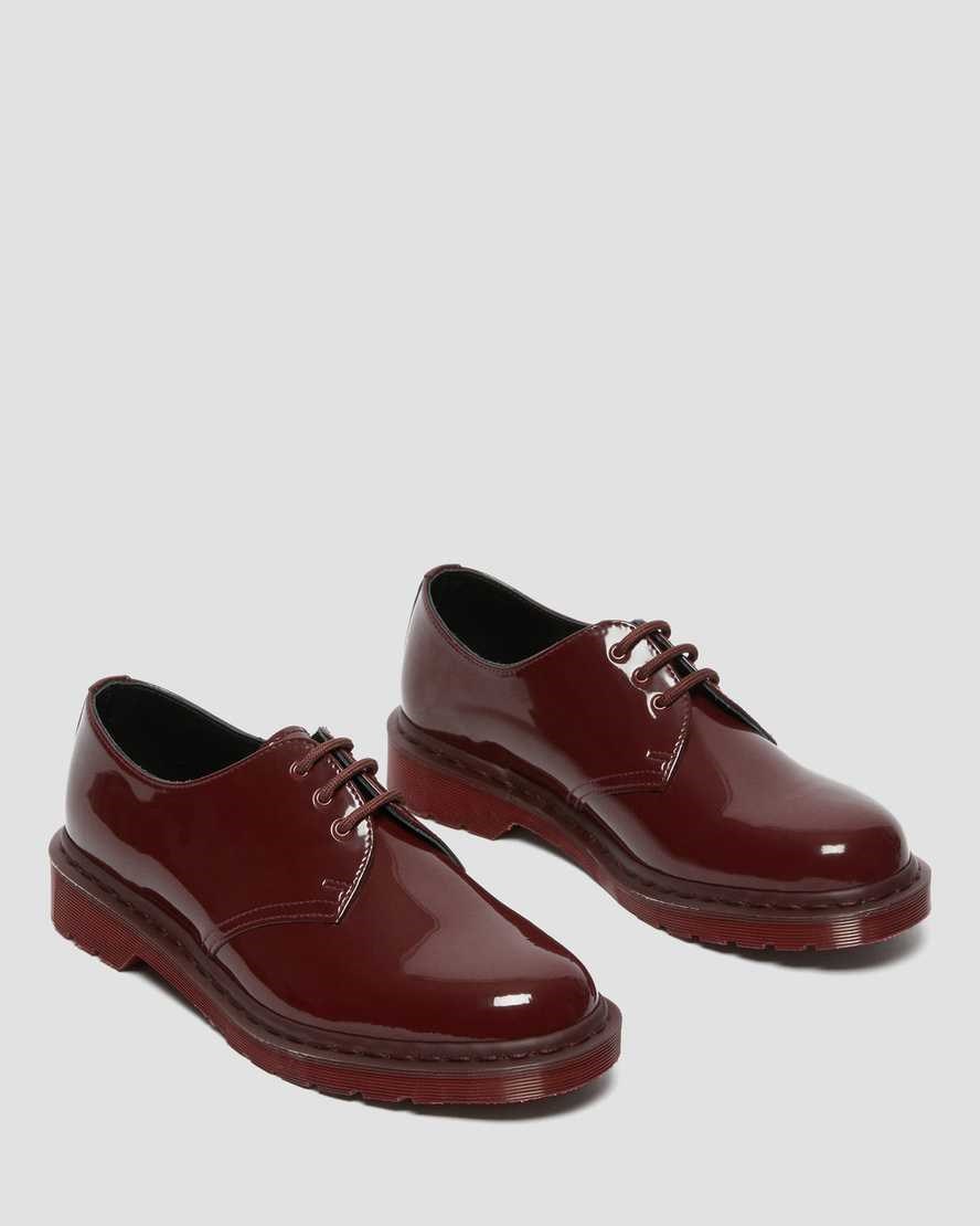 Dr Martens 1461 Made in England Mono Lack Leder Oxfords Schuhe Herren Rot | QWH-158406