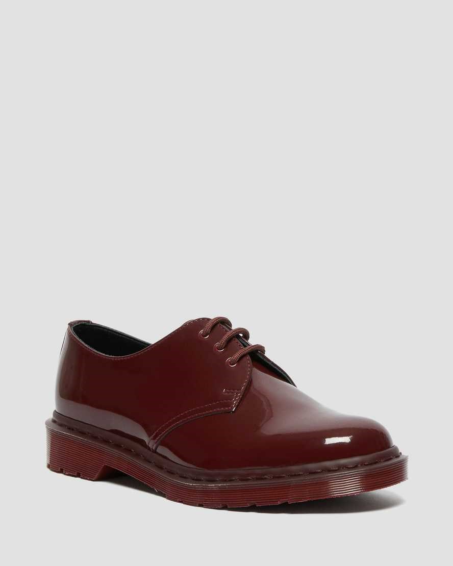 Dr Martens 1461 Made in England Mono Lack Leder Oxfords Schuhe Herren Rot | QWH-158406