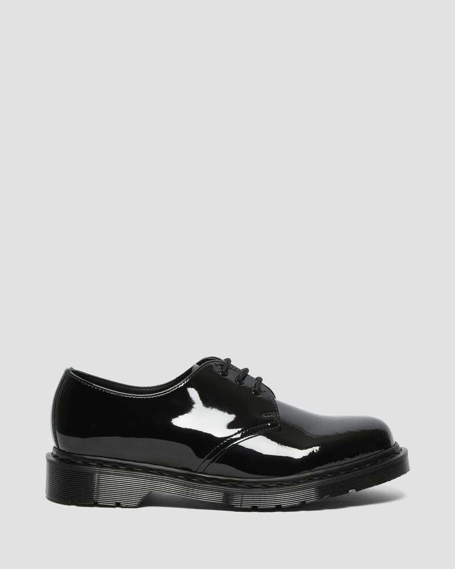 Dr Martens 1461 Made in England Mono Lack Leder Oxfords Schuhe Herren Schwarz | WEB-694807