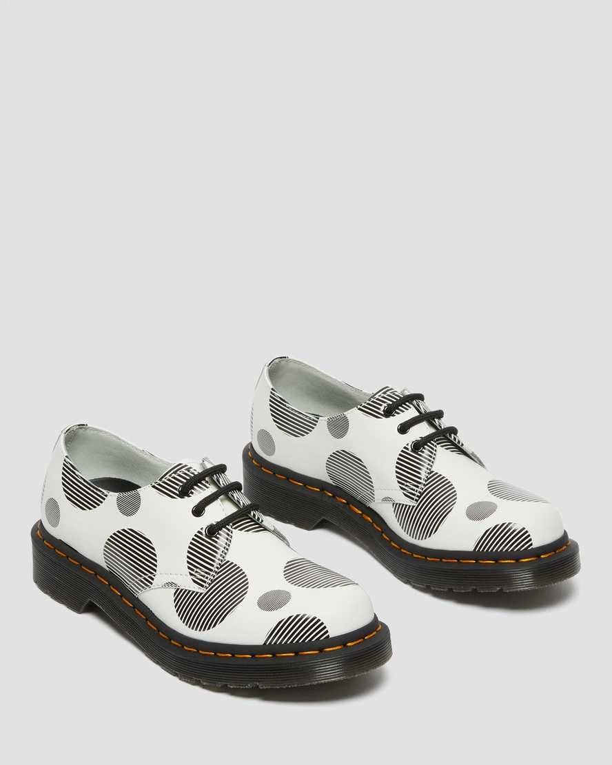 Dr Martens 1461 Polka Dot Smooth Leder Oxfords Schuhe Damen Weiß | QXK-842971