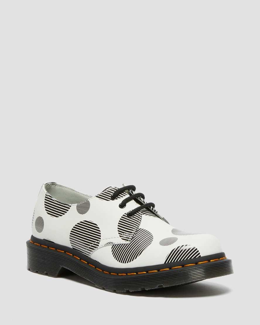 Dr Martens 1461 Polka Dot Smooth Leder Oxfords Schuhe Damen Weiß | QXK-842971