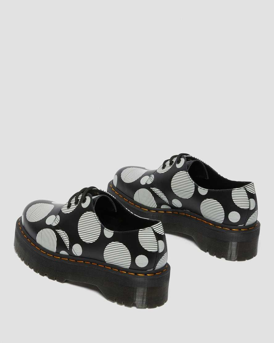 Dr Martens 1461 Polka Dot Smooth Leder Plateauschuhe Damen Schwarz | BNR-302817