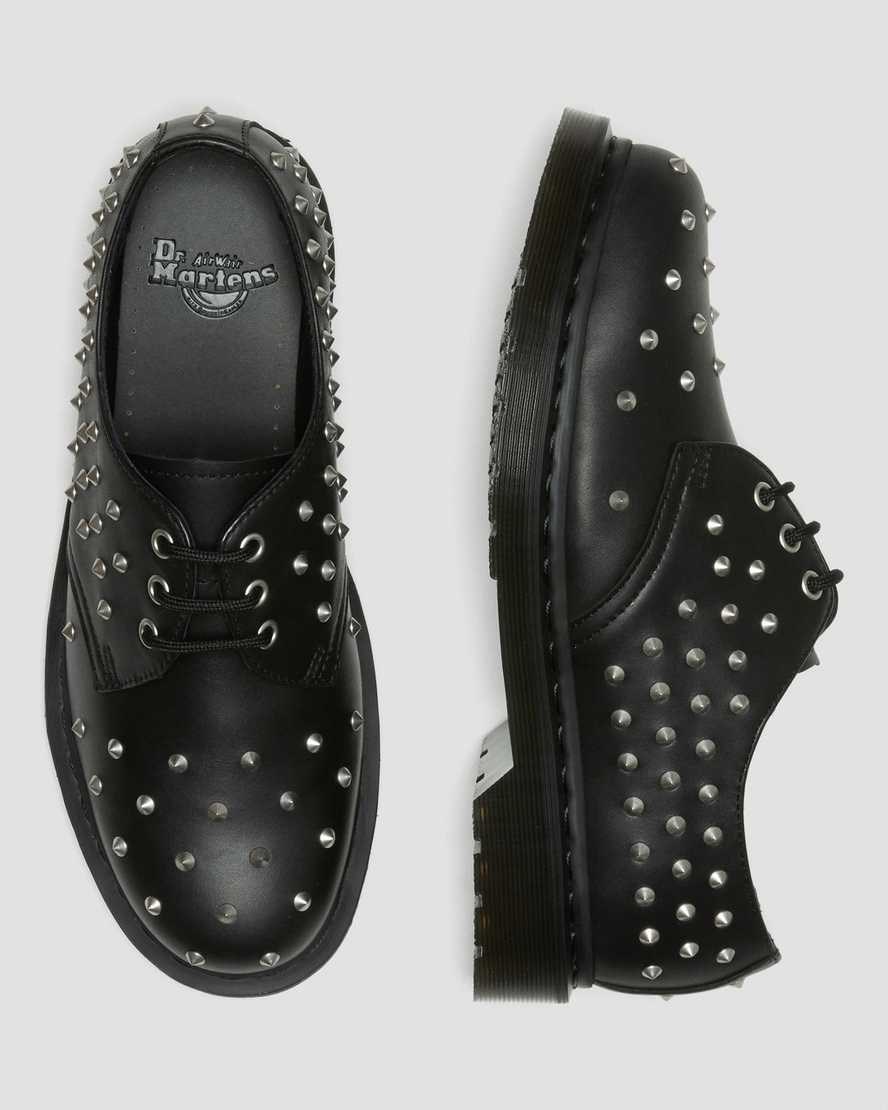 Dr Martens 1461 Stud Wanama Leder Oxfords Schuhe Herren Schwarz | AMB-945231