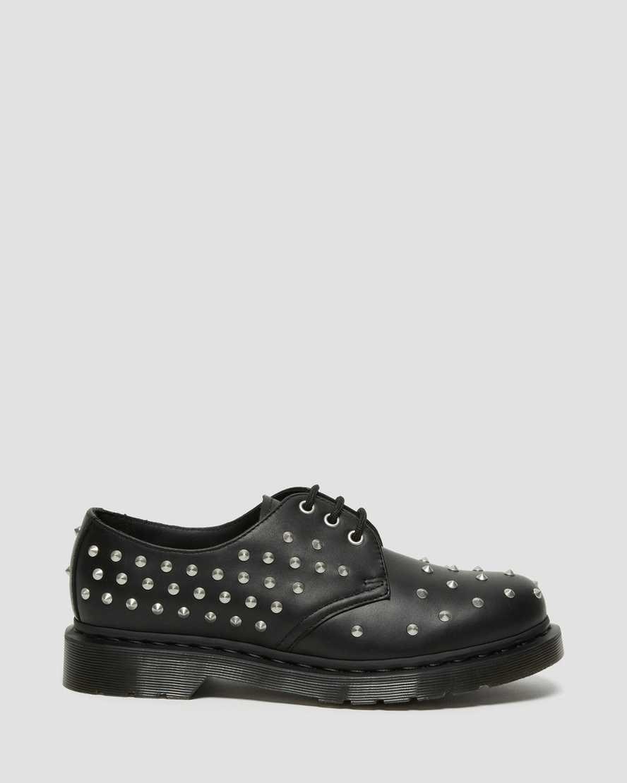 Dr Martens 1461 Stud Wanama Leder Oxfords Schuhe Damen Schwarz | RGA-954301