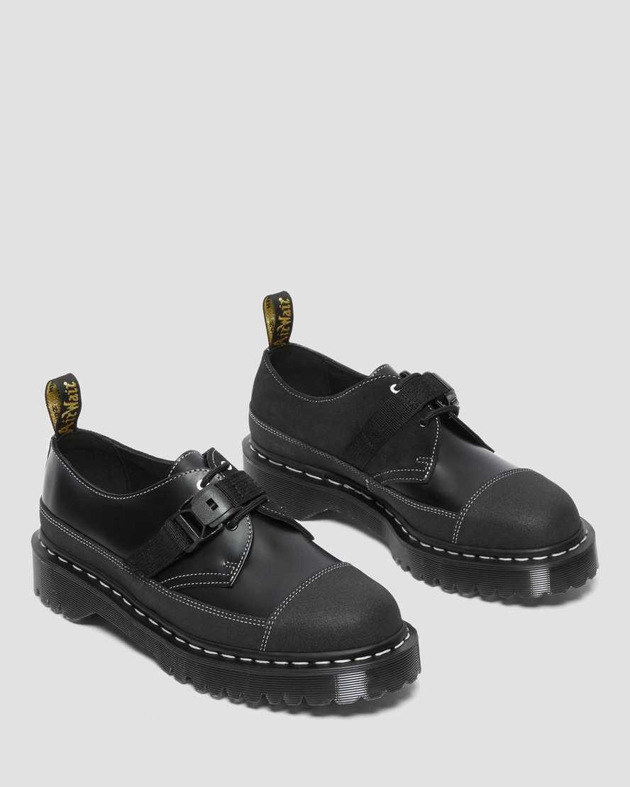 Dr Martens 1461 Tech Made in England Schnallen Oxfords Schuhe Damen Schwarz | BIZ-761053